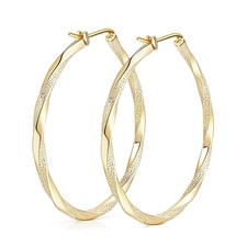 14K Gold Hoop Earring for Women Twisted 14 Karat Earrings Gold Jewelry 30/40 MM