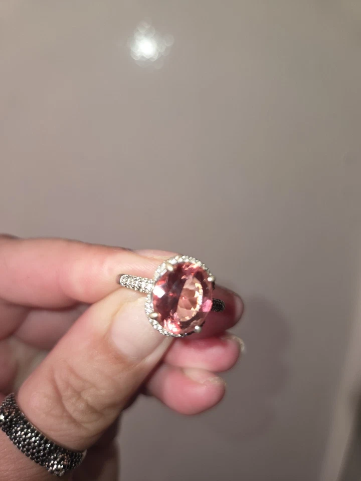 Genuine Labradorite Ring 3.48ctw White Zircon. 38ctw Rhodium Over 925 BEAUTIFUL - Image 4 of 4