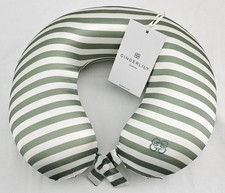 Gingerlily London 100% Silk Travel Neck Pillow Green & Ivory Stripe
