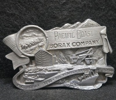 XB11158 VINTAGE 1970s **PACIFIC COAST BORAX COMPANY** ADVERTISEMENT BELT BUCKLE