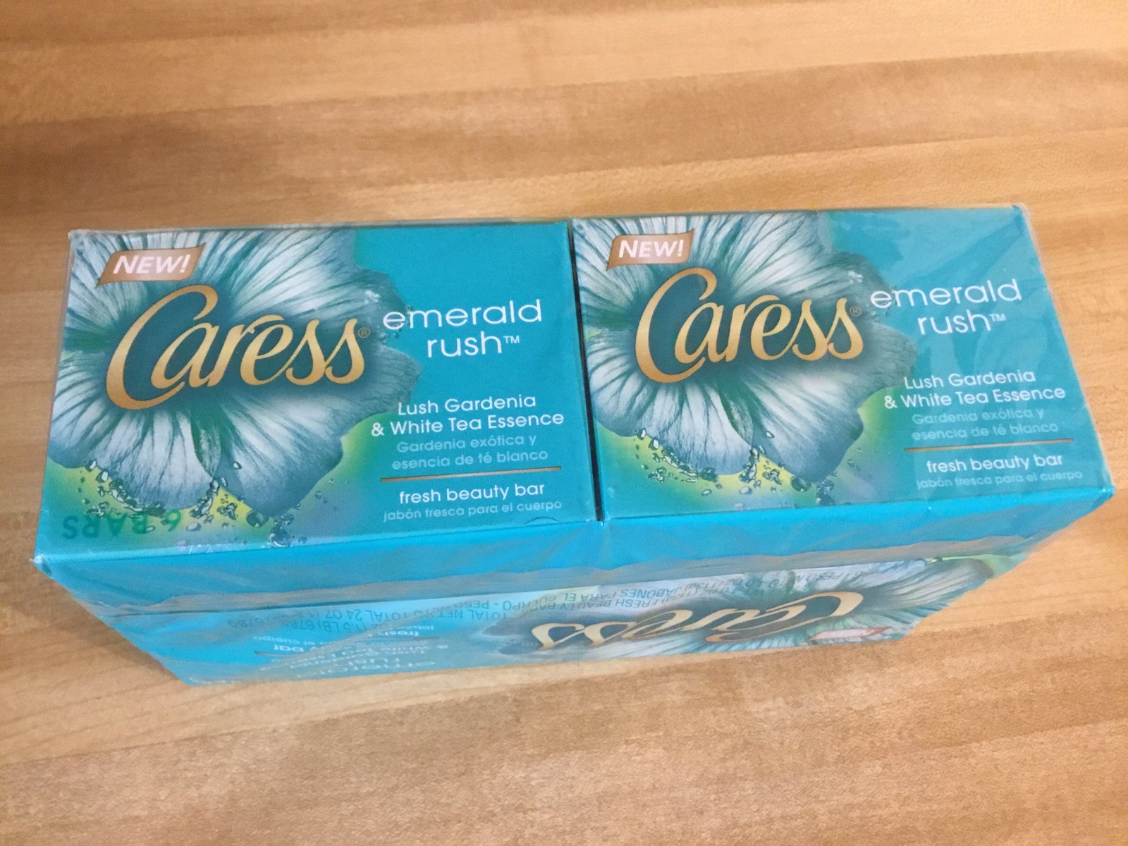 6 Caress Emerald Rush Lush Gardenia & White Tea Beauty Bar Soap 4 Oz. Each