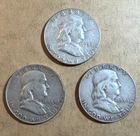 1954 P-D-S Franklin Half Dollars - Circulated - Lot (3)