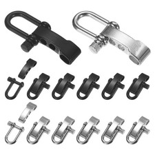 14-Pack Paracord Bracelet Shackle Buckle O Type Silver Black, Round Head