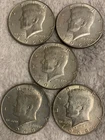 LOT OF FIVE (5) 1968 KENNEDY HALVES   40% SILVER