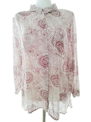 WHITE STUFF Damen Geknöpfte Bluse Gr. 40 Bordeaux Viskose 100% 3/4 Ärmel Knöpfe