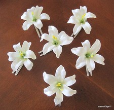 6 pc Lot Small 2" Cream White Lily Silk Flower Hair Clip,Updo,Bridal,Party