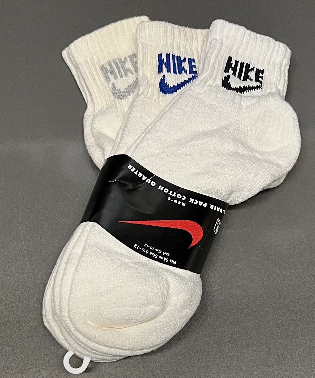 DEADSTOCK Vintage Nike Socks 3 Pack Cotton Quarter Socks Made In USA
