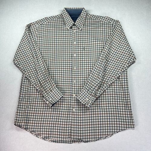 Barbour Traditional Twill Shirt Mens Size XL Brown 100% Cotton Plaid Logo Casual - Picture 2 of 18