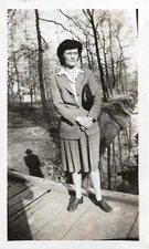 Vintage FOUND PHOTOGRAPH Black And White 1940's WOMAN Original Snapshot 05 5 R