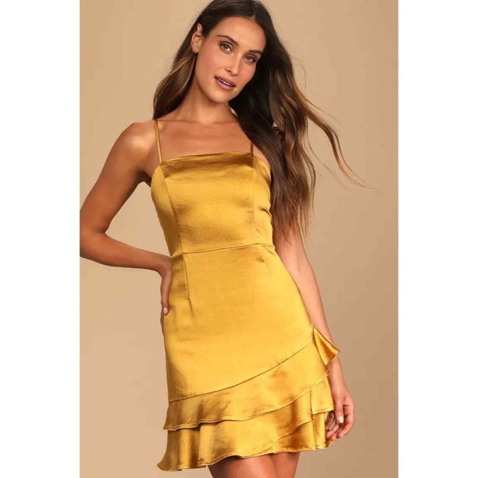 651 Lulus Dreams Come True Satin Ruffle Cocktail Mini… - Gem