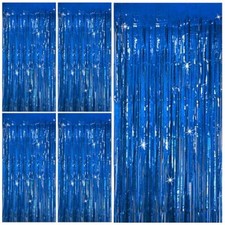 Tinsel Curtain Party Backdrop Blue Birthday Party Decorations 5 Packs Glitter...