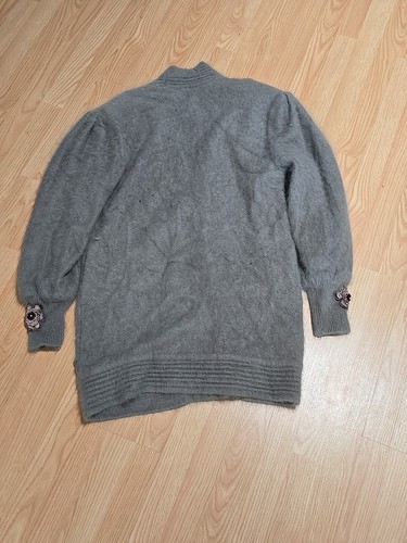 80% Angora Fuzzy Vintage BAEK HAP Black Open Front Sweater Coat 52 Bust - Picture 8 of 8
