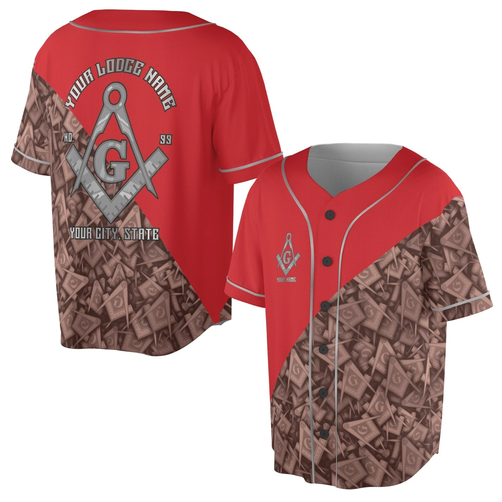 Customized Masonry Master Mason Multi-color Baseball Jersey