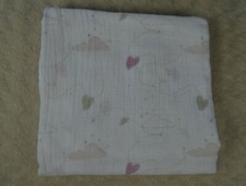 Aden Anais Pink White Clouds Hearts Baby Blanket Gray Stars Muslin Swaddle