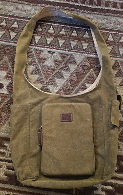 Kappa Crossbody Messenger Bag Padded Front Olive Green Made in Thailand Unisex