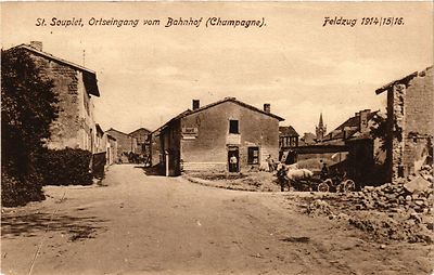 Old postcard St-Souplet village entrance from the train station (347049)