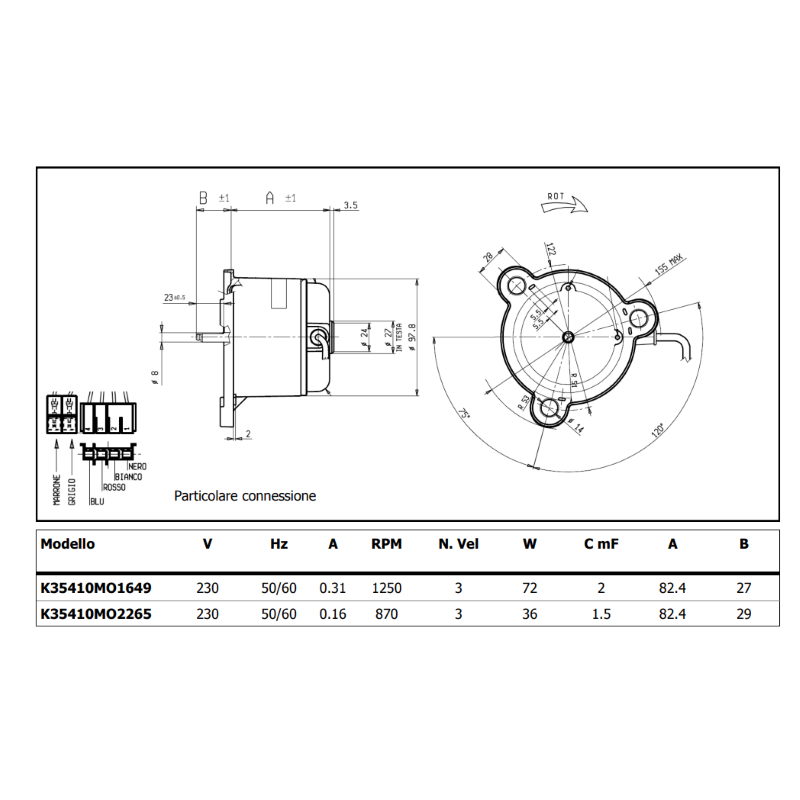 SISME CARRIER TANGENTIAL FAN MOTOR K35410M02265 VENTIL FAN COIL