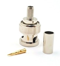 10pcs RF Connector BNC Male Crimp Nickel Plated Body Gold Pin RG58 LMR195