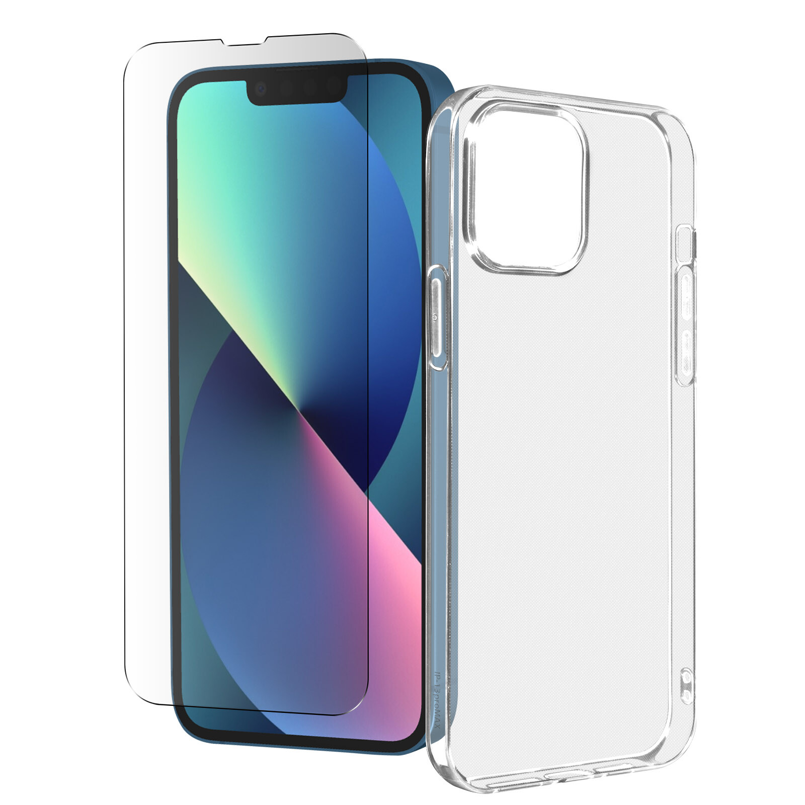 Cover for iPhone 13 Mini Silicone Soft tempered Glass 9H clear