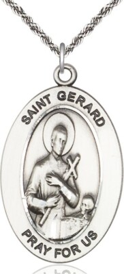 St Gerard Medal 1" High Sterling on a 20'' Sterling Silver French Rope ...