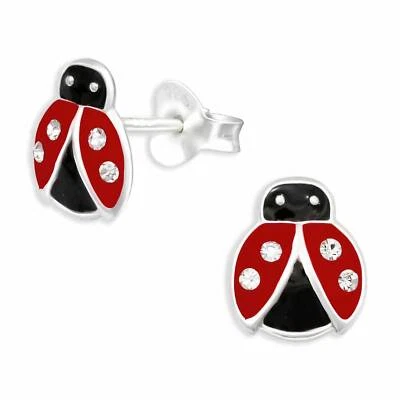 Marienkäfer Ohrringe Ohrstecker 925 Silber - Kinder Damen Mädchen Schmuck - Bild 1 von 4