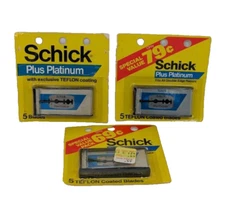 Schick Plus Platinum Double Edge Blades (Lot of 3 -5 blades in each) Vintage