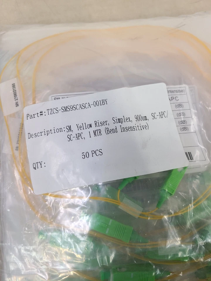 TZCS-SMS9SCASCA-001BY SM Yellow Riser Simplex 900um SC-APC/SC-APC 1 MTR - Image 3 of 4
