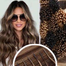 300Strands Stick I Tip Human Remy Hair Extensions Micro Ring Beads Pre Bonded