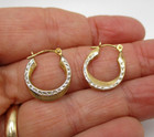 14K Yellow & White Gold Diamond-Cut Hoop Earrings .70" — photo 5