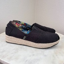 Bobs by Skechers High Jinx Loafer Shoes Size 8 Women's Black Wedge Espadrille