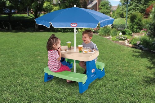 Easy Store Jr. Picnic Table with Umbrella - Blue / Green - Picture 2 of 2