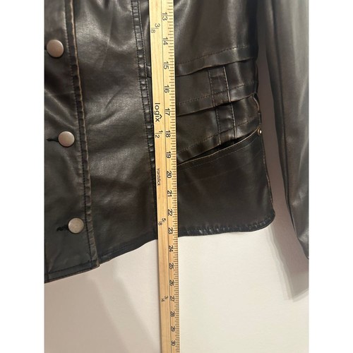 No Boundaries Black Faux Leather Moto Jacket Button Front Size Large - Picture 4 of 6