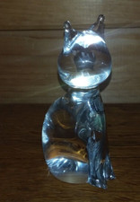Murano V. Nason Co. Clear Glass Cat 5 Paperweight Wsticker Perfect Condition