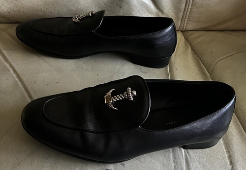 GIUSEPPE ZANOTTI Black Leather Anchor Mens Loafers EU43 US10 Italy - 第 4/12 張圖片