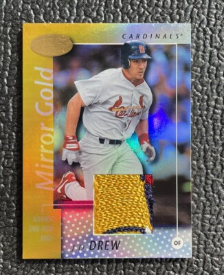  J.D. DREW 2005 LC GAME USED CARDINALS JERSEY LOGO MIRROR GOLD REFRACTOR /25! 