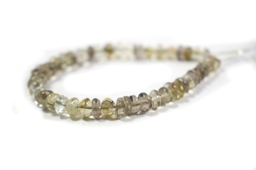 100% Natural 4-6MM Smoky Quartz Smooth Rondelle Gemstone Beads 6" For Jewelry - Picture 5 of 5