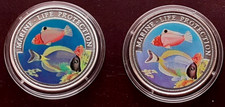 1+5 $ Liberia "Marine Life Protection" Farbmünze PP Fische im Ozean