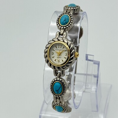 Women's NO BOUNDARIES Two-Tone Faux Turquoise Stone Women s Bracelet Watch, 20mm