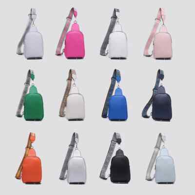 Damen Umhängetasche mit doppeltem Reißverschluss aus Kunstleder Sling Bag Damen Schultertasche