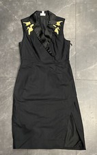 Altuzarra x Target Dress Black Tuxedo Embroidered GoldCrane Bird Sz 4 Sleeveless