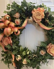 Ivy With Peach Roses With Blackberries