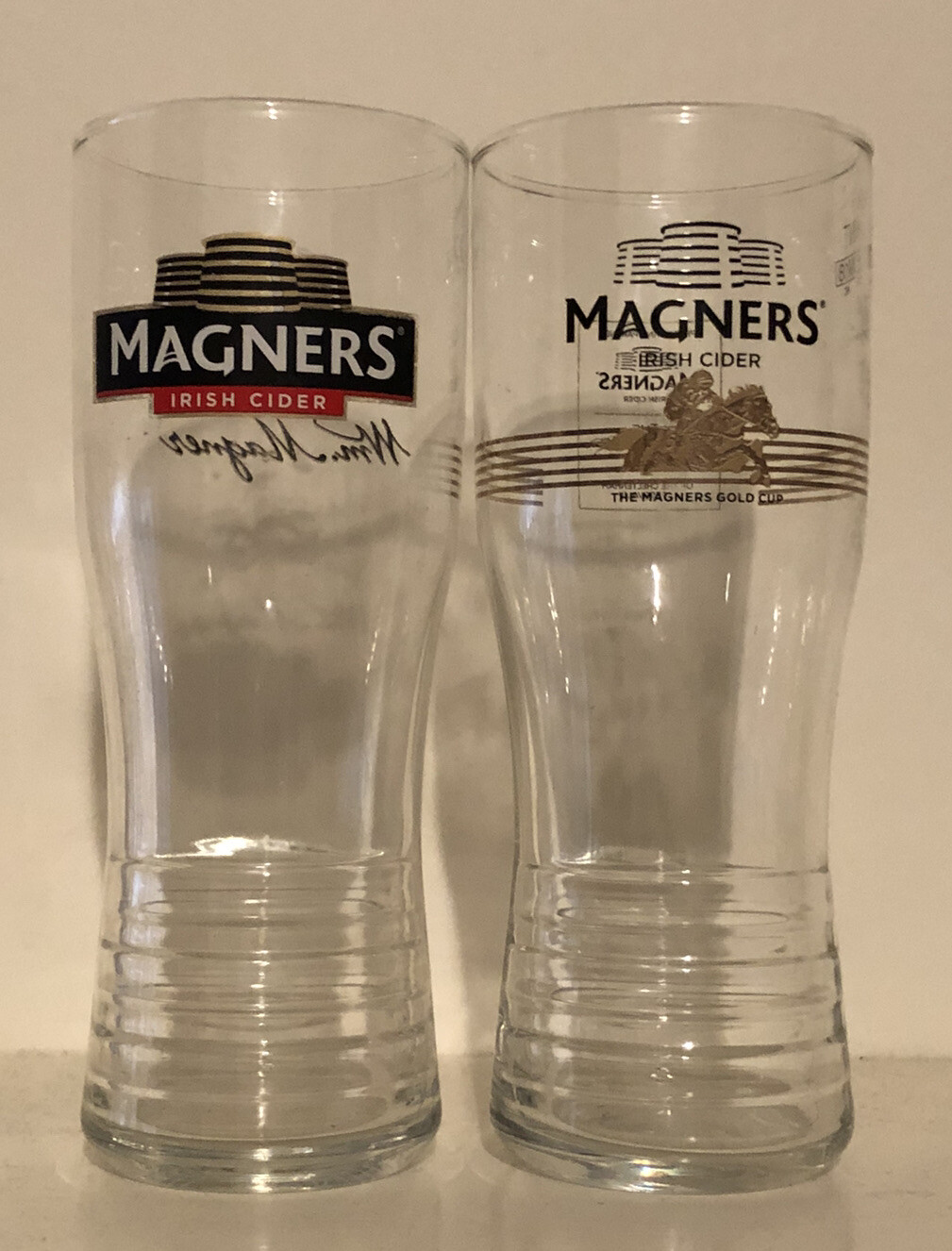 2 Magners Cider Pint Glasses, 1 Is A Cheltenham Gold Cup Limited Edition Glass
