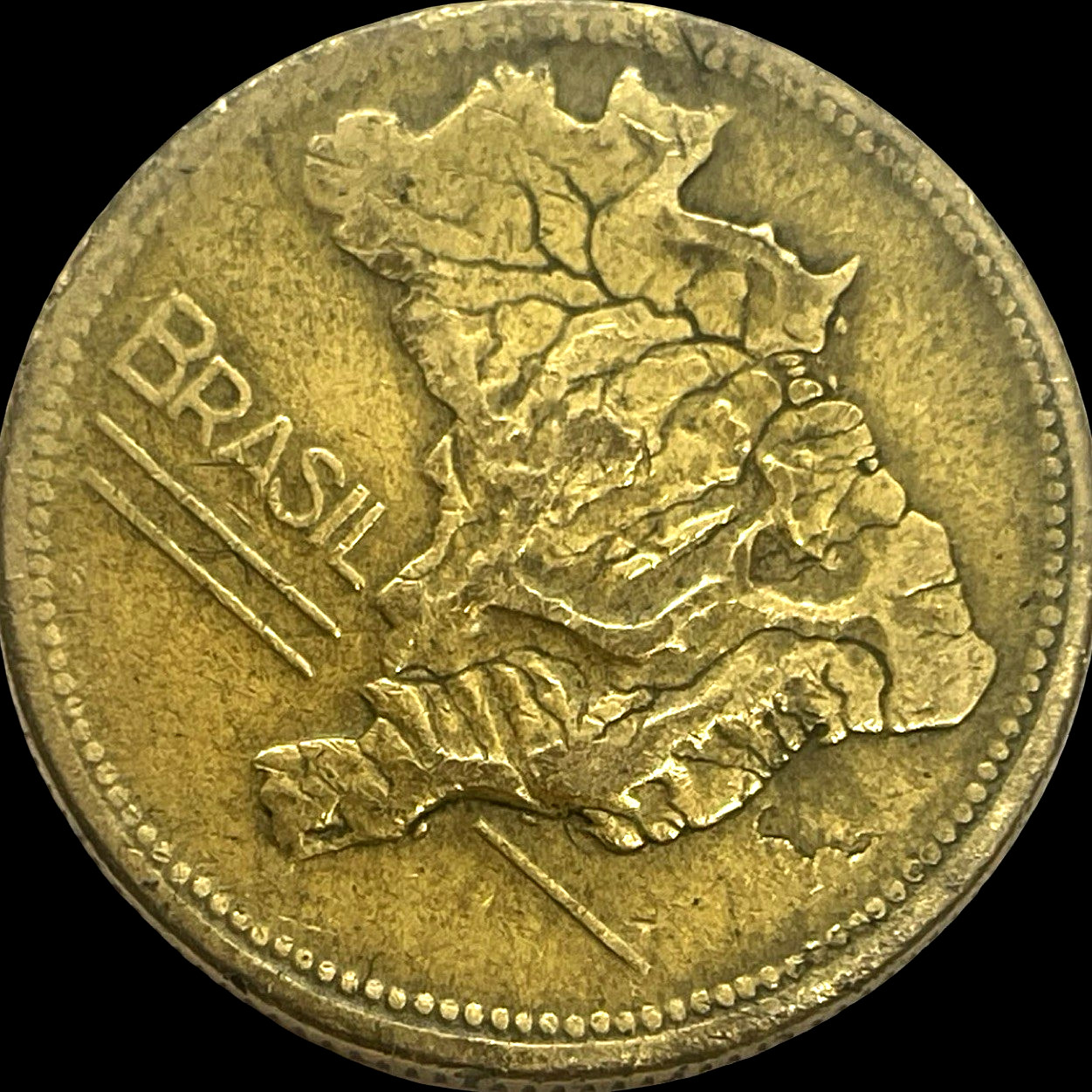 1945 Brazil 2 Cruzeiro Coin KM 559 Lot C5-4 Brasil Map