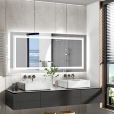 XXL Jumbo LED Bathroom Mirror Illuminated Wall-Mounted Vanity Demister with Plug