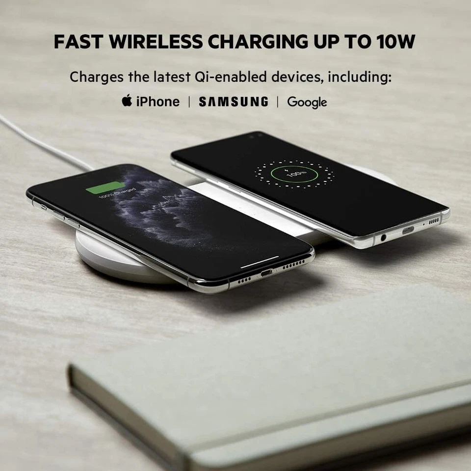 Станция быстрой зарядки Belkin Dual Wireless Charging Pad Boost двойная зарядка 10 Вт - Изображение 3 из 4