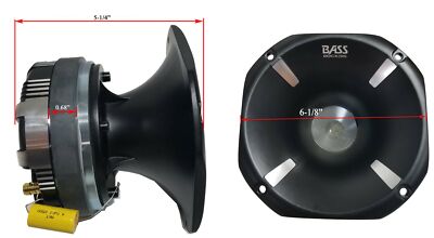Bass Rockers BRPACK-1 Aluminum Horn and 2'' Titanium Driver 8 OHM, 600W Car Audio