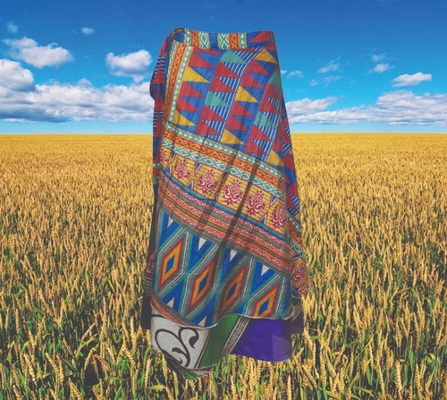 Womens Wrap Skirt Blue Beach Wrap Around Recycle Sari Skirts Gift One size