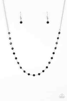 Paparazzi Necklace- Party Like a Princess- Black Rhinestones- Dainty