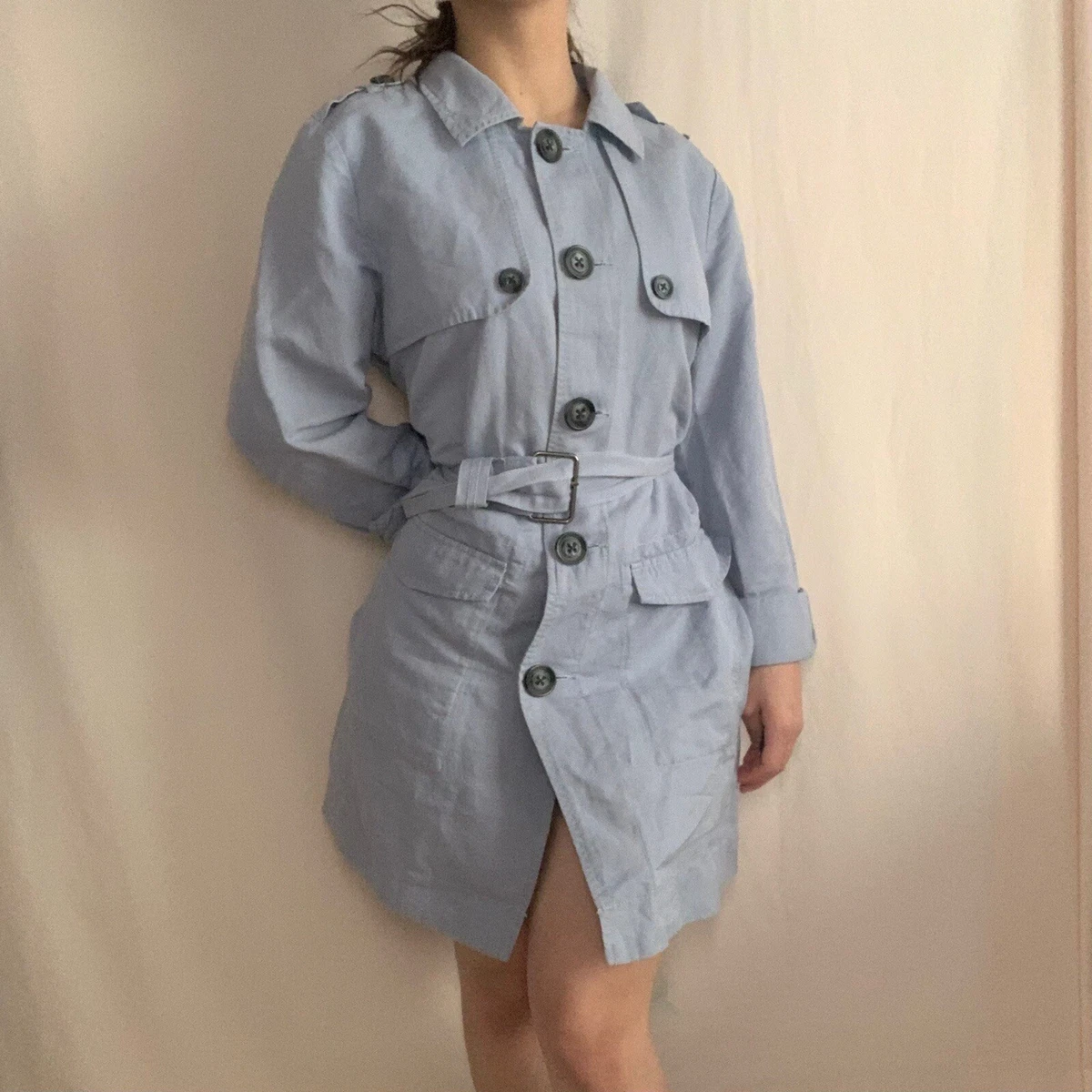 Cabi Tanner Trench Coat in Silver Lake Blue Size Medium eBay