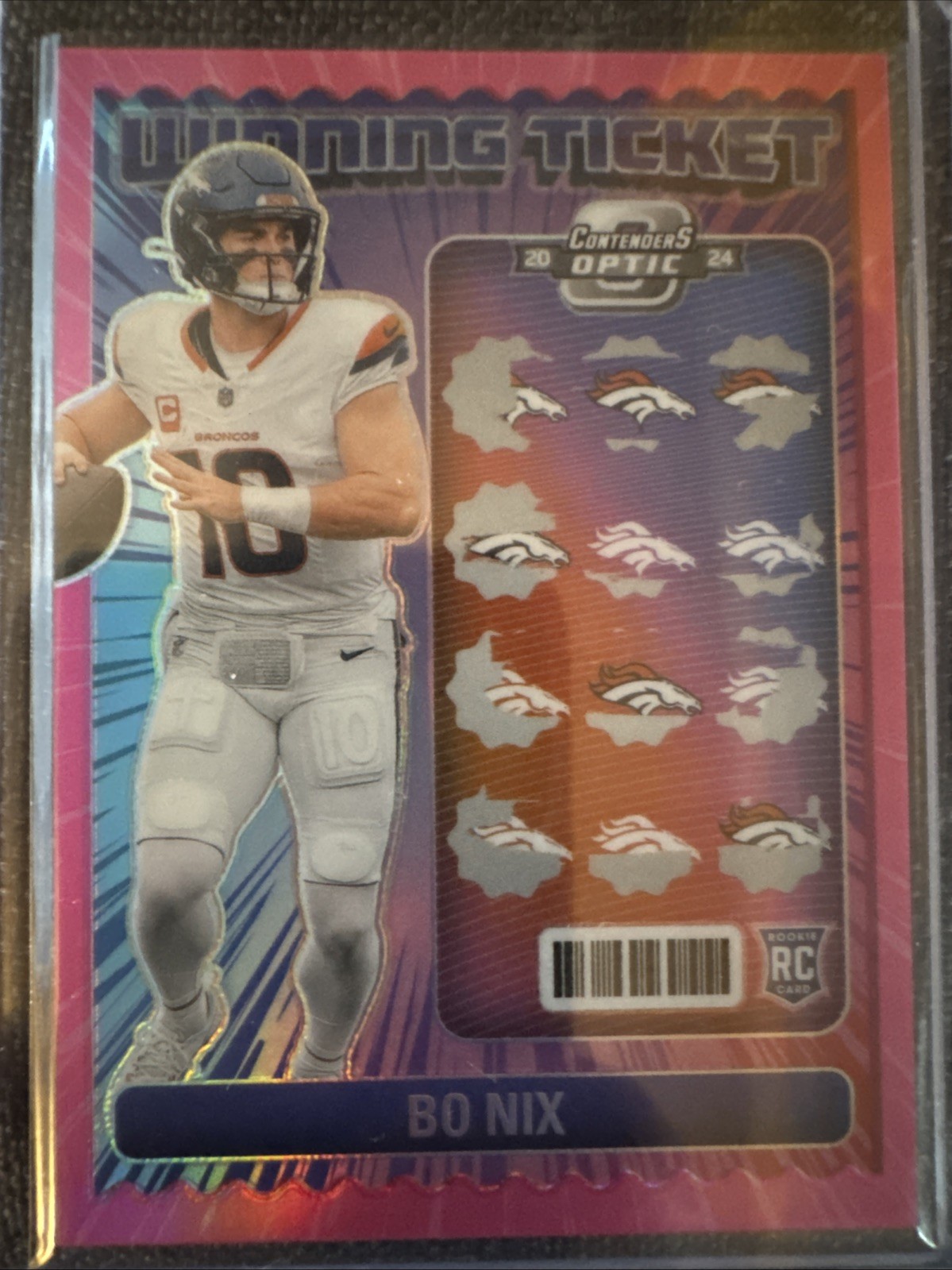 Bo Nix Panini Contenders Optic Winning Tickets #WTBNX Pink